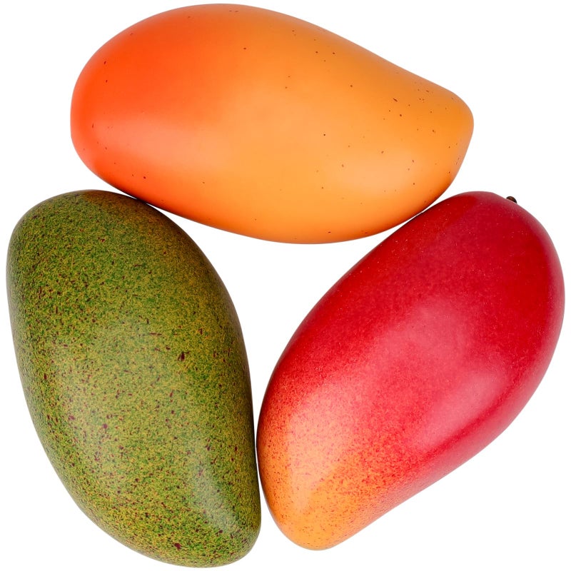 Gresorth ديكور مانجو صناعي واقعي 3 قطع من جريزورث فواكه مزيفة لعرض الطعام في المنزل والحفلات ومائدة المطبخ - Image 1